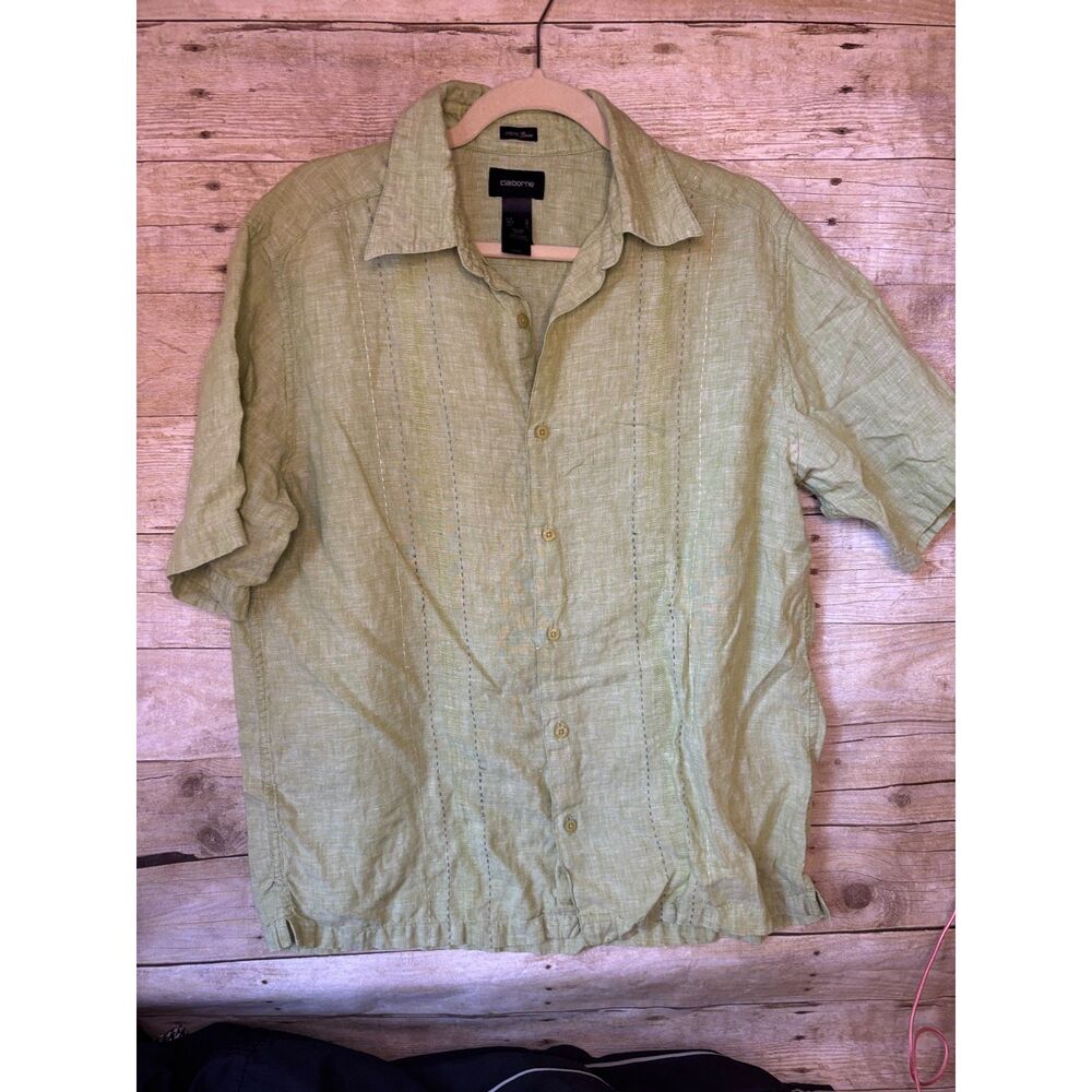 Claiborne 100% Linen Men's Short Sleeve Button Up